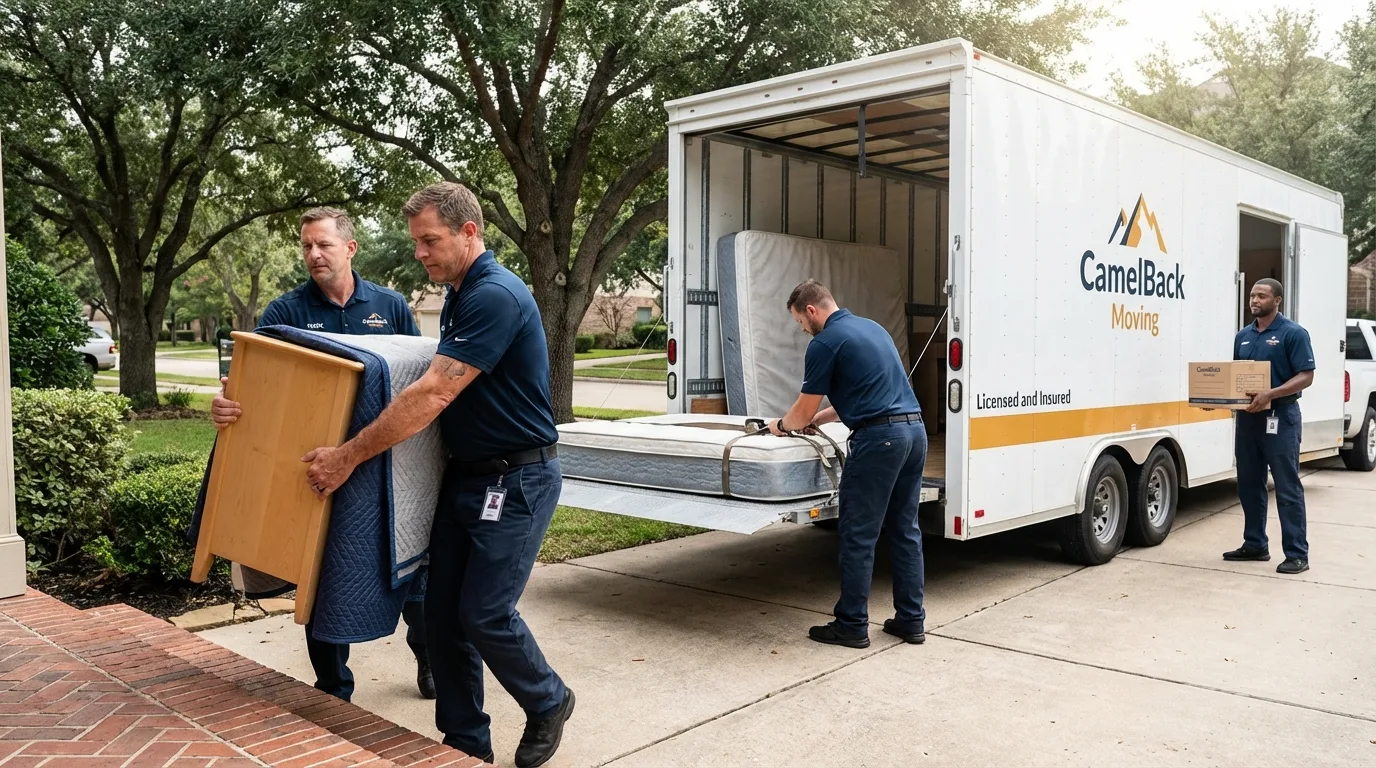 Crew loading residential truck for cross-state move from Barrington, NH