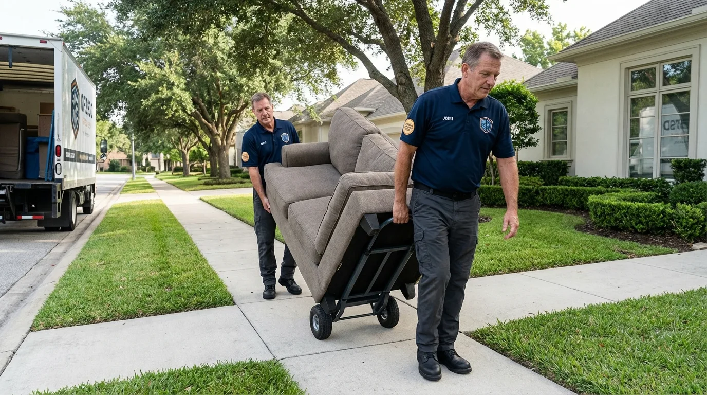Local residential moving crew loading furniture in Barrington, NH